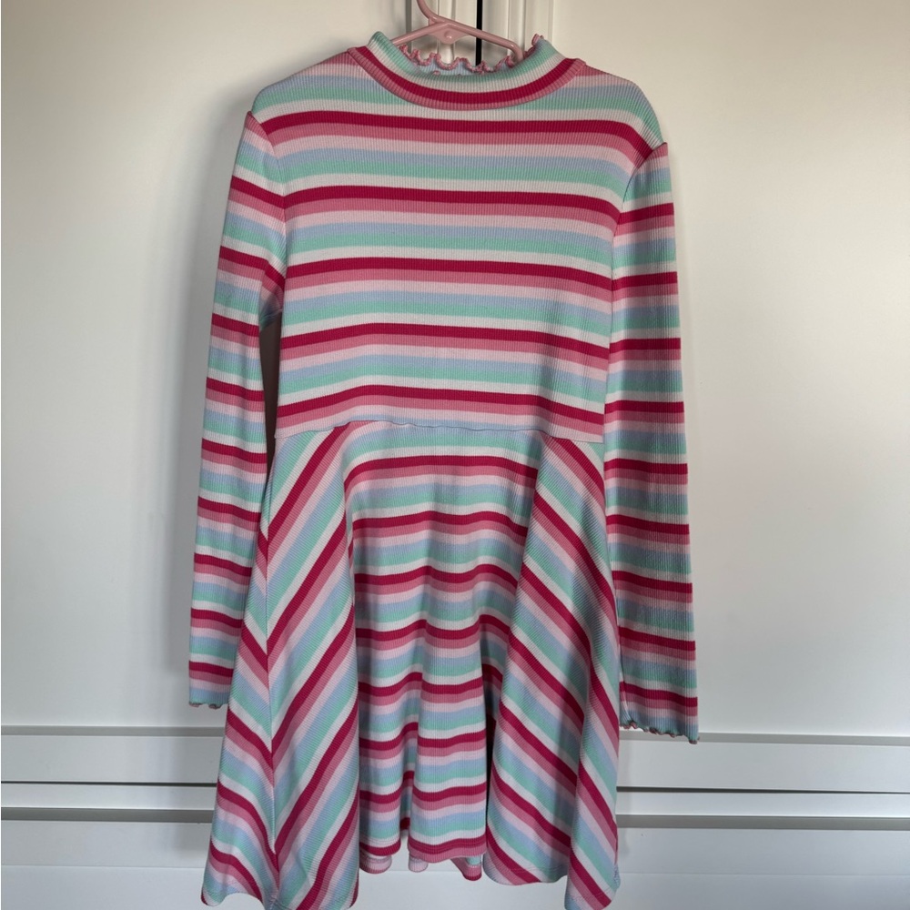 Janie and Jack Pink, Green, and White Striped Dress